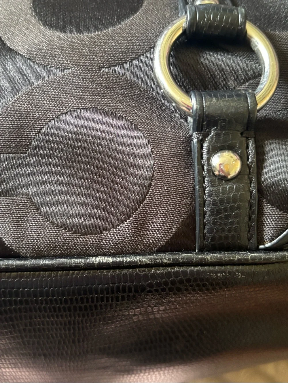 Coach Black Signature C-Pattern Satin Tote